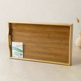 Bambu Dikdörtgen Sunum Tepsisi 50X30 Cm Ayaklı Vitrin