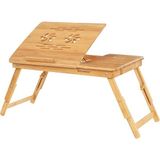 Bambu Dizüstü Bilgisayar Standı, Yükseklik Ayarlanabilir, Yatak Masası, 5 Eğim Açısı, Çekm