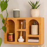 Bambu Duvar Rafı Çok Gözlü Dekoratif Organizer | Mutfak, Banyo, Salon Kullanımına Uygun