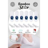 Bambu Erkek Babet Beyaz Çorap Dikişsiz Görünmez Kaydırman Topuk Silikonlu Premium 6'lı Beyaz Paket - 40 - 45