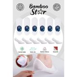 Bambu Erkek Babet Beyaz Çorap Dikişsiz Görünmez Kaydırman Topuk Silikonlu Premium 6'lı Beyaz Paket