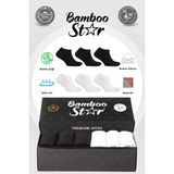 Bambu Erkek Patik Düz Asorti Çorap Dikişsiz Premium Kutulu 6'lı (3 Siyah - 3 Beyaz)