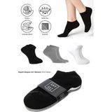 Bambu Erkek Patik Düz Renk Çorap Dikişsiz Premium 3'lü Paket - Siyah - Beyaz - Gri Melanj - 40 - 45