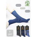 Bambu Erkek Soket Duz Uzun Corap Klasik Yazlik Dikissiz 3'Lu Premium Set