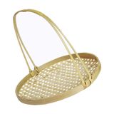 Bambu Gıda Tepsisi Kolu Meyve Atıştırmalık Sepeti Servis Ekmek Sepeti Kırsal Stil Sepet Saklama Kutusu Çok Kullanımlı Saklama Tutucu 26x26 cm Meyve Tepsisi (Resim 1 26x26 cm)