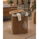 Bambu Görünümlü Kapaklı Kirli Çamaşır Sepeti 75 Litre 40x60x30 cm