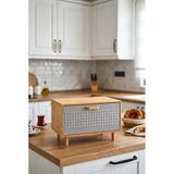 Bambu Gövdeli Gri Pane Ekmek Dolabı 36X23x24 Cm - Demonte Ayaklı Tezgah Üstü Ekmeklik