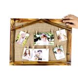 Bambu Hasır İpli Ev Figürlü Anı Ahşap Fotoğraf Çerçevesi 30x40cm