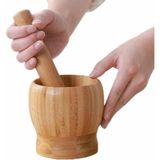 Bambu Havan ve Tokmak Seti, Büyük Boy Mutfak Havanı, ve Sarımsak Öğütücü ve Döveceği