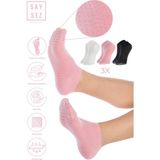 Bambu Kadın Kaydırmaz Taban Siyah-Beyaz-Pembe Silikon Pilates Yoga Fitness Aktivite Patik 3'lü - 36 - 40 - Siyah - Beyaz - Pembe