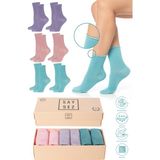 Bambu Kadın Lastiksiz Soket Dikişsiz Premium Çorap Kutulu 6'lı / Iz Bırakmaz / Sıkmayan Çorap - Pembe - Lila - Su Yeşili - 36 - 40