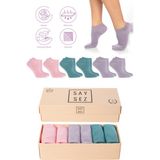 Bambu Kadın Patik Düz Çorap Dikişsiz Premium Kutulu 6'lı Paket - Pembe - Lila - Su Yeşili - 36 - 40