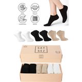Bambu Kadın Patik Düz Çorap Dikişsiz Premium Kutulu 6'lı Paket - Siyah - Beyaz - Bej - 36 - 40