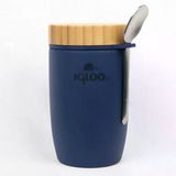 Bambu Kapak Yemek Termosu 500Ml Çelik Termos Lacivert 12 Saat Sıcak Tutar