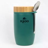 Bambu Kapak Yemek Termosu 500Ml Çelik Termos Yeşil 12 Saat Sıcak Tutar