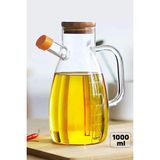 Bambu Kapaklı 1000 ml Cam Yağdanlık, Vakumlu ve Dayanıklı Borosilikat Cam Tasarım - Seçenek 1