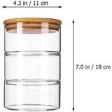 Bambu Kapaklı 320 ml 3 Lü Cam Kavonoz ve Kase Seti Kavanozlar Hava Geçirmez Kare Borosilikat Baharat Kabı,soslar,kuruyemiş,tahıl,bahara, Tuz, Şeker, Makarna, Bakliyat Için Ideal Sağlıklı Cam - standart