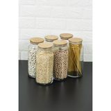 Bambu Kapaklı 6'lı Vakumlu Cam Kavanoz Baharat Takımı 1440ML - Seçenek 1