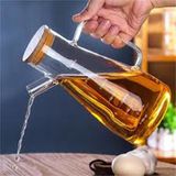 Bambu Kapaklı 900ML Borosilikat Cam Yağlık & Sosluk
