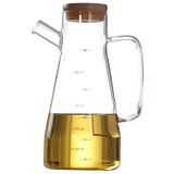 Bambu Kapaklı Borosilikat Cam Yağdanlık - 900 ML, Dayanıklı Vakumlu Kapaklı Cam Yağdanlık ve Sirkelik, Mutfak Kullanımı İçin