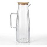 Bambu Kapaklı Borosilikat Cam Yağdanlık ve Sürahi | 1000ML (11X26CM) Çok Amaçlı Içecek ve S