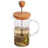 Bambu Kapaklı Cam French Press – Isıya Dayanıklı Çay ve Kahve Demliği, 600 ml Şeffaf Cam, Paslanmaz Çelik Filtreli