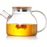 Bambu Kapaklı Kendinden Süzgeçli Borosilikat Cam Demlik – 1000 ml Isıya Dayanıklı Termisil Cam Çay, Kahve ve Bitki Çayı Demliği, Cam Çaydanlık - 0 - Siyah