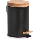 Bambu Kapaklı Metal Çöp Kovası – Hidrolik Sistemli Yavaş Kapanma Özellikli, Pedallı, Banyo ve Mutfak Için Şık ve Fonksiyonel Tasarım (Siyah, 3 Litre)