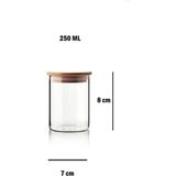 Bambu Kapaklı Mini Cam Kavanoz 250 ml - Beyaz / Şeffaf