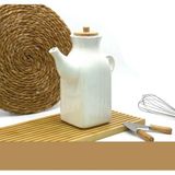 Bambu Kapaklı Porselen 1000 ml Yağdanlık Yağlık Sütlük