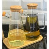 Bambu Kapaklı Ve Bambu Altlıklı Borosilikat Cam Yağlık Sirkelik - 3 Lü Set 900 Ml Masterchef Yağdanlık Seti