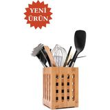 Bambu Kare Kaşıklık, Bambu Kutu, Kalemlik Depolama 10x15 Cm.