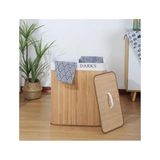 Bambu Katlanabilir Kirli Çamaşır Sepeti, Kapaklı, Yıkanabilir Astar 32X52X60 Siyah-Beyaz Kirli-Temiz Bölmeli Çamaşır Sepeti - Option-1