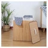Bambu Katlanabilir Kirli Çamaşır Sepeti, Kapaklı, Yıkanabilir Astar 32x52x60 Siyah-Beyaz Kirli-Temiz Bölmeli Çamaşır Sepeti