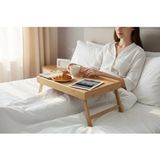 Bambu Katlanır Ayaklı Servis Tepsisi 40×30×20 cm Kahvaltı Laptop Piknik, Yatak Tepsisi