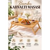 Bambu Katlanır Kahvaltı Masası Yatak Üstü Servis Tepsisi Laptop Çalışma Masası Organizer