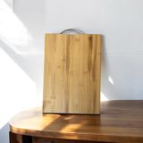 Bambu Kesme Sunum Tahtası - Metal Saplı Et Ekmek Sebze Kesme Tahtası (Medium)