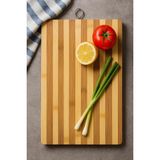 Bambu Kesme Tahtası – 26X36 cm Metal Kulplu Doğal Ahşap Kesim Panosu, Sebze ve Et Kesme Tahtası, Çizilmez, Hijyenik ve Dayanıklı - 02-Siyah