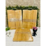 Bambu Kesme Tahtası 28X38 Cm, Metal Kulplu, Dayanıklı ve Şık Tasarım - Ahşap - Ceviz - Seçenek 1