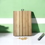 Bambu Kesme Tahtası - Metal Halkalı Et Ekmek Sebze Kesim Tahtası (8, Large)