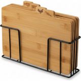 Bambu Kesme Tahtası Seti – 4’lü, 28X20X1 Cm, Kaymaz Standlı, Hijyenik Bölmeli, Sebze, Balık, Et & Tavuk Için Etiketli – Mutfak Hazırlık Seti
