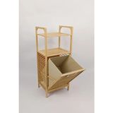 Bambu Kirli Çamaşır Sepeti Ahşap Banyo Düzenleyici Kirli Sepeti Banyo Dolabı Organizer Banyo Rafı - Kahverengi - 45 x 35