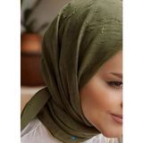 Bambu Kraş Eşarp (Tesettür Giyim, %100 Pamuk, Hafif, Rahat, Şık, Yüksek Kalite, Uygun Fiyat, Hijab, Shawl, Scarf, Lux, Original) - Haki