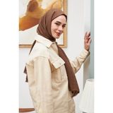 Bambu Kraş Şal (Tesettür Giyim, %100 Pamuk, Hafif, Rahat, Şık, Yüksek Kalite, Uygun Fiyat, Hijab, Shawl, Scarf, Lux, Original) - Kahverengi
