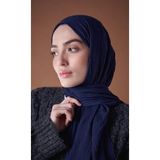 Bambu Kraş Şal (Tesettür Giyim, %100 Pamuk, Hafif, Rahat, Şık, Yüksek Kalite, Uygun Fiyat, Hijab, Shawl, Scarf, Lux, Original) - Lacivert
