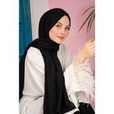 Bambu Kraş Şal (Tesettür Giyim, %100 Pamuk, Hafif, Rahat, Şık, Yüksek Kalite, Uygun Fiyat, Hijab, Shawl, Scarf, Lux, Original) - Siyah