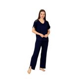 “Bambu Kumaş Büyük Beden Kadın Dantelli Uzun Kollu Pijama Takımı – Yumuşak, Nefes Alabilir, Şık ve Rahat, M-5XL” Lacivert M
