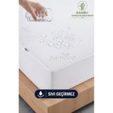 Bambu Kumaş Premium Sıvı Geçirmez Fitted Alez Doğal Bambu Lüks Yatak Koruyucu Sessiz Alez Beyaz