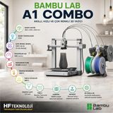 Bambu Lab Ams Lite ile Beraber Gelir, 4 Renge Kadar Baskı Imkanı A1 Combo 3D Yazıcı+1 Kg. Flament Hediye - Beyaz