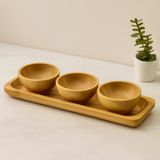 Bambu Lokumluk Ve Çerezlik Seti 3'Lü Sunum Tepsili (6 Cm)